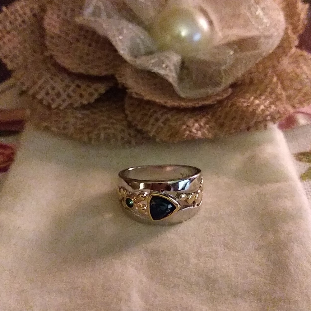 Two stone sterling Silver Sapphire Ring